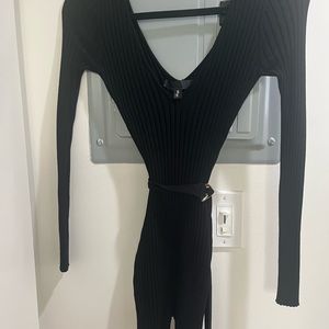 Ribbed belted romper